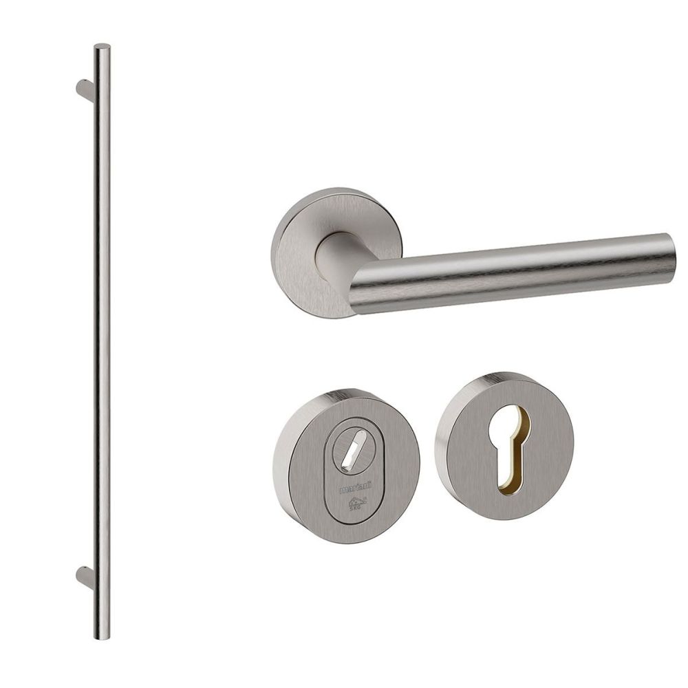 Voordeurset rond 3-delig met greep 1900mm RVS anti-kerntrek SKG***