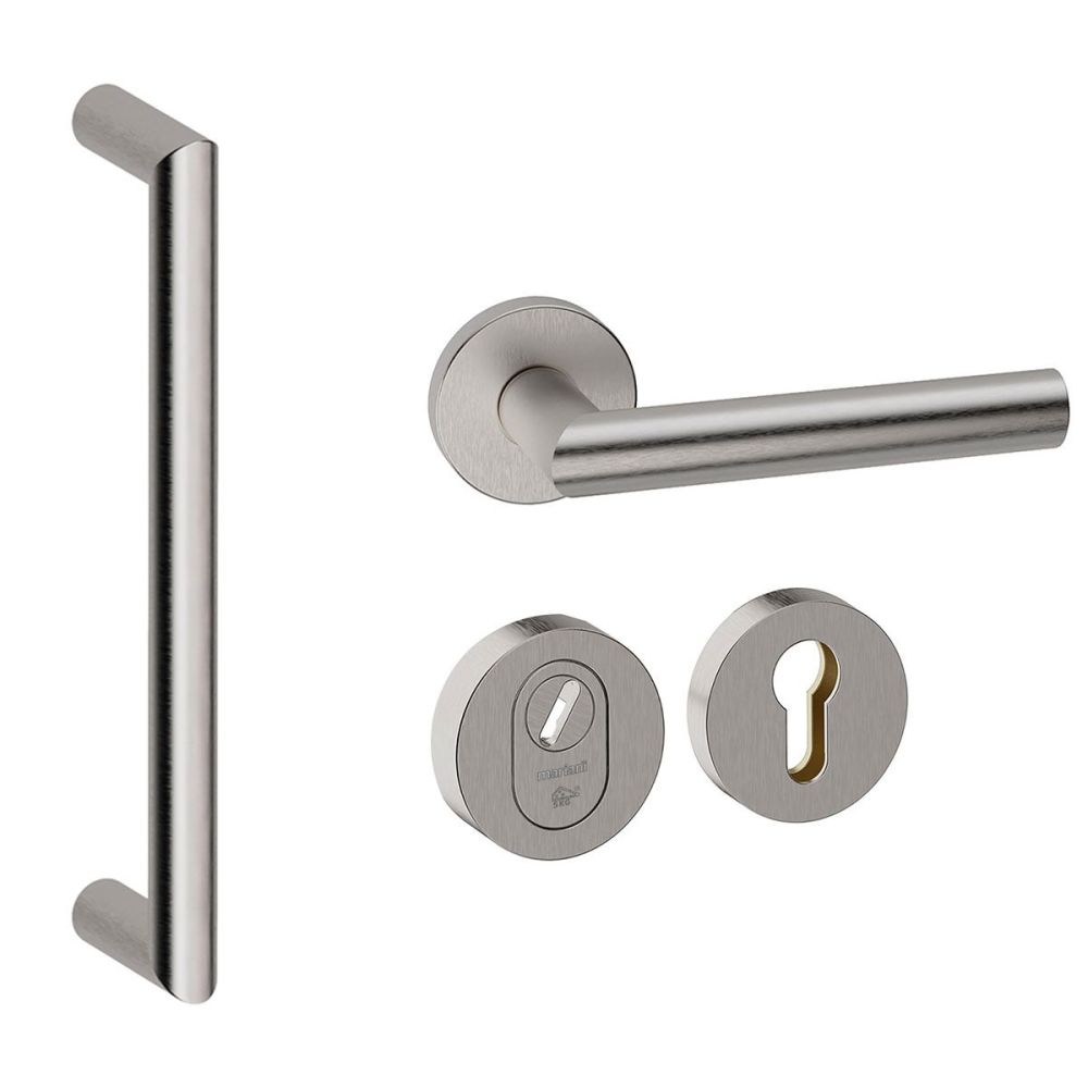 Voordeurset rond 3-delig met greep Nairobi RVS anti-kerntrek SKG***