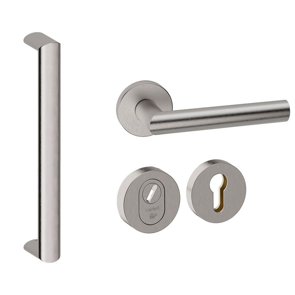 Voordeurset rond 3-delig met greep Moskou RVS anti-kerntrek SKG***