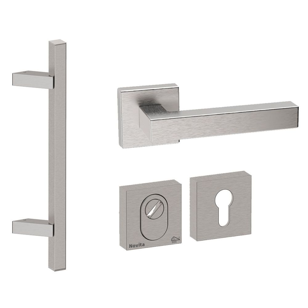 Voordeurset vierkant 3-delig met greep RVS anti-kerntrek SKG***