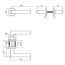 Deurkruk Broome rond rozet met nokken aluminium/zwart