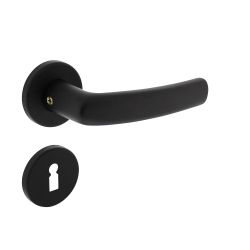 Deurkruk Denham op rozet met nokken met sleutelplaatjes aluminium/zwart