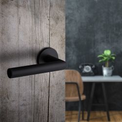 Deurkruk Lissabon op rond rozet met toiletsluiting zwart