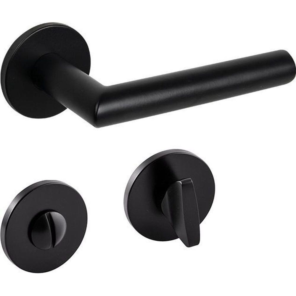 Deurkruk Lissabon op rond rozet met toiletsluiting zwart
