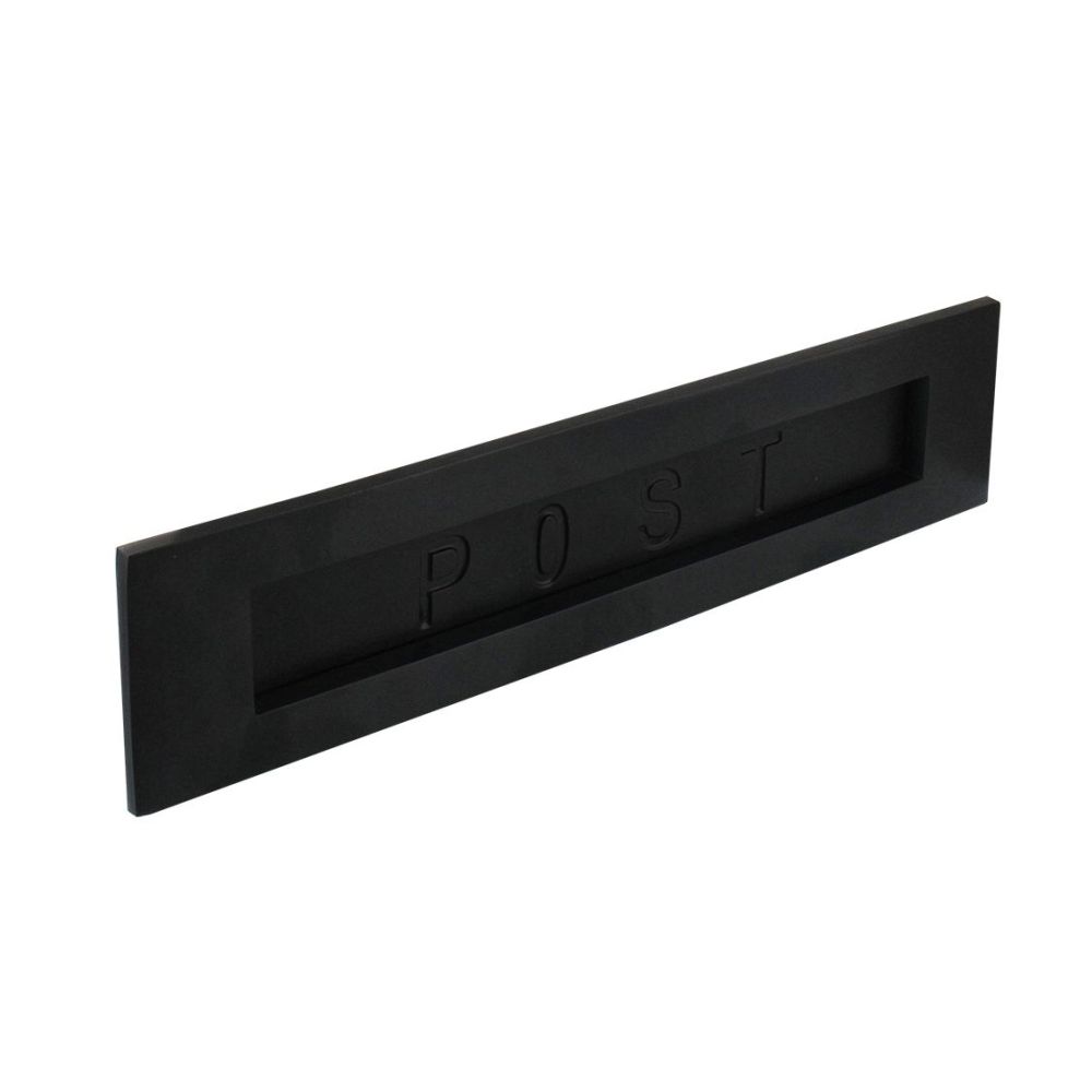 Briefplaat geveerd met tekst "Post" - zwart