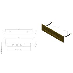 Briefplaat geveerd met tekst "Post" - messing getrommeld
