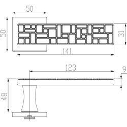 Deurkruk Tetris op vierkant rozet - zwart
