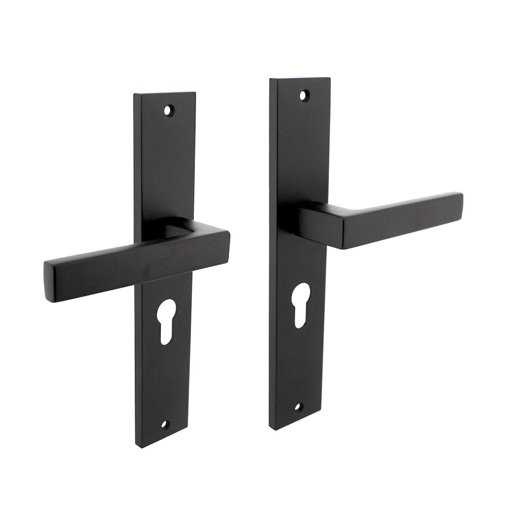 Deurkruk Hera op schild profielcilinder 55mm - mat zwart