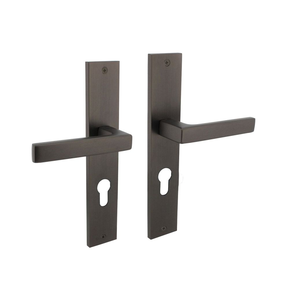 Deurkruk Hera op schild profielcilinder 72mm - antraciet