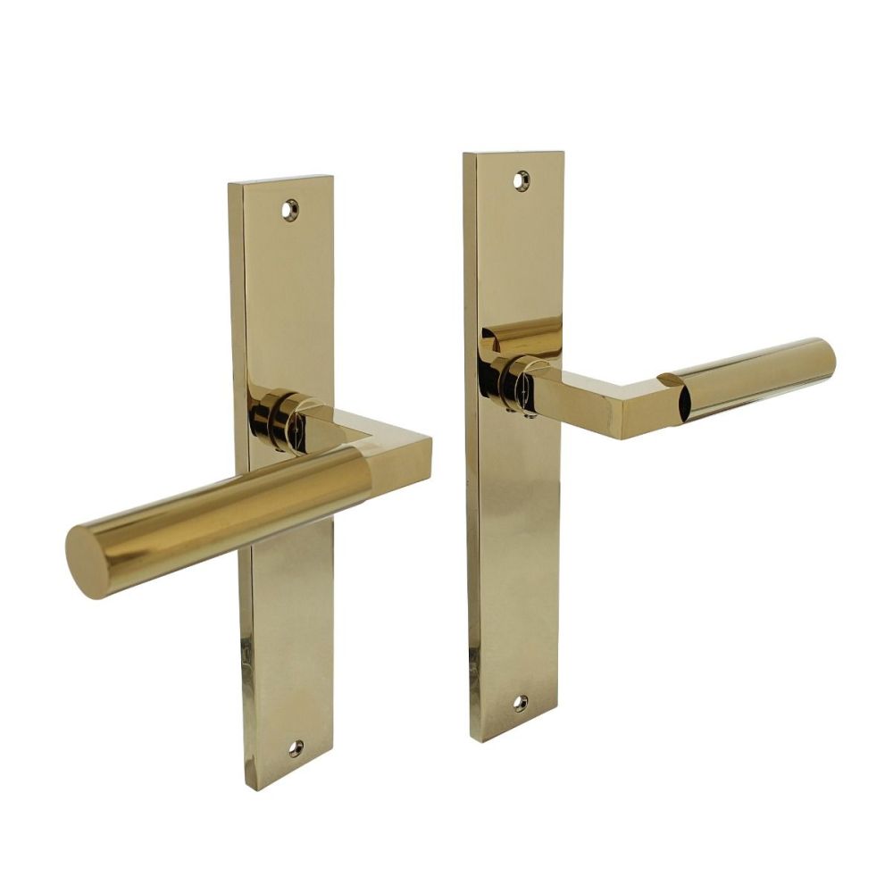 Deurkruk Bau-Stil op schild blind - PVD messing