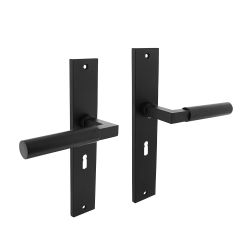 Deurkruk Bau-Stil op schild sleutelgat 56mm - mat zwart