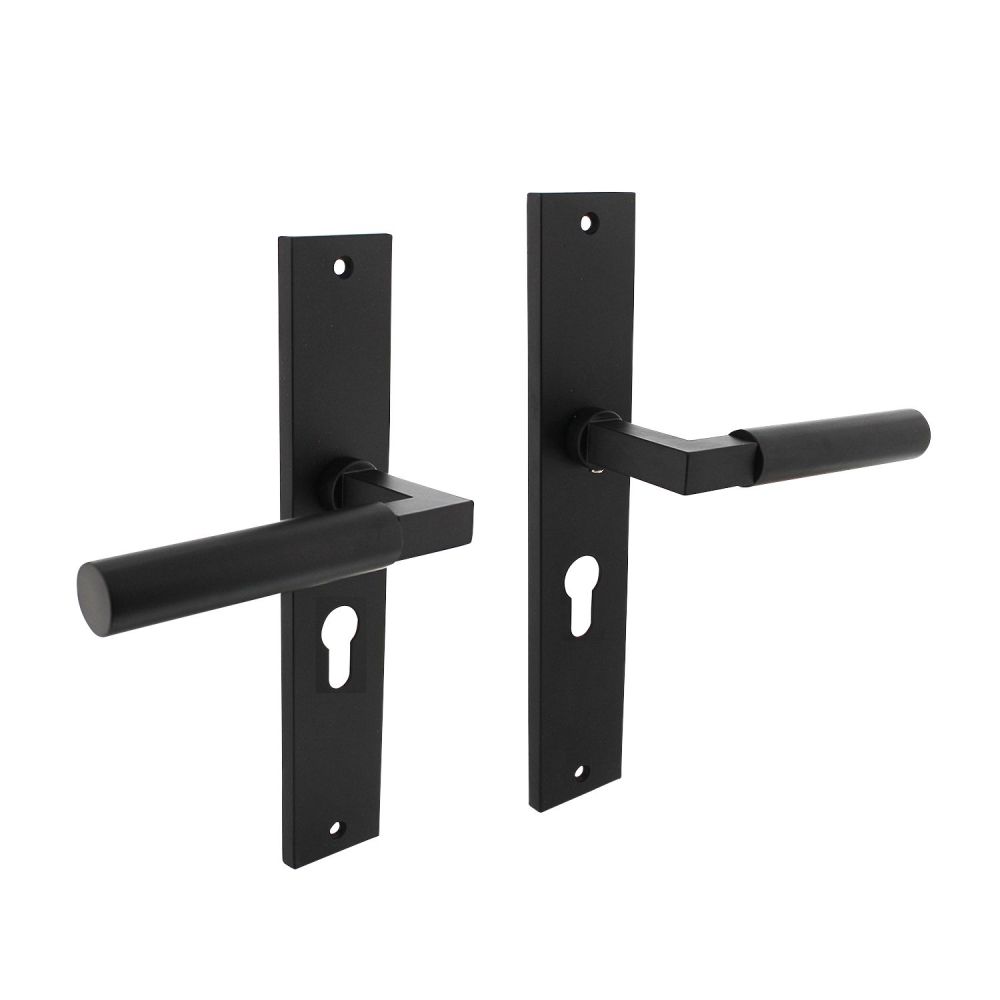 Deurkruk Bau-Stil op schild profielcilinder 55mm - mat zwart