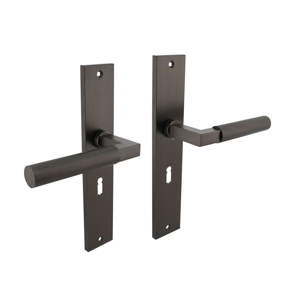 Deurkruk Bau-Stil op schild sleutelgat 56mm - antraciet