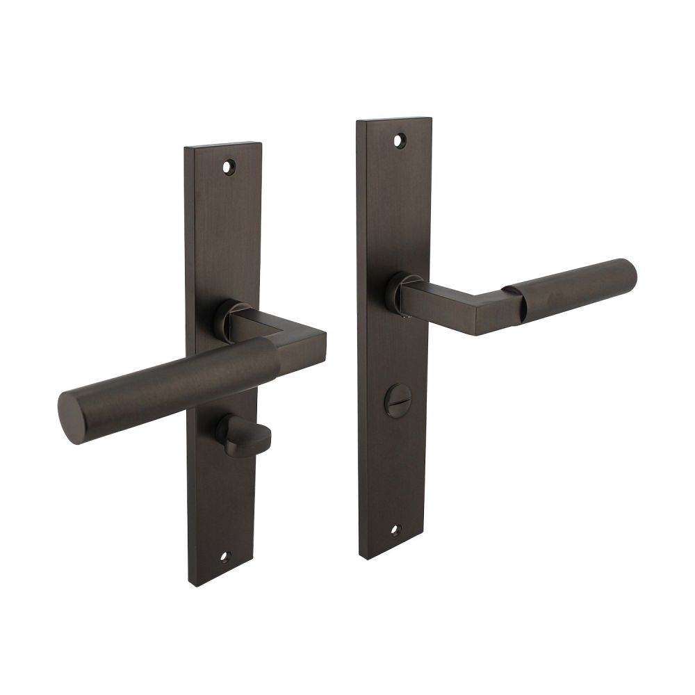 Deurkruk Bau-Stil op schild met toilet-/badkamersluiting - antraciet