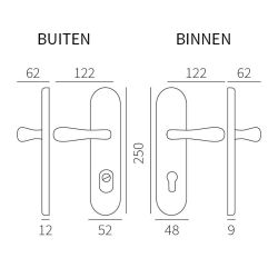 Kira SKG3 achterdeurset PC72 messing getrommeld