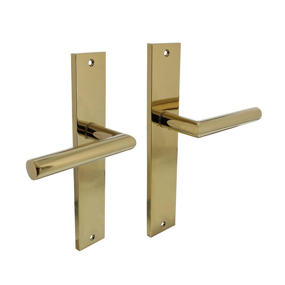 Deurkruk Bastian op schild blind - PVD messing