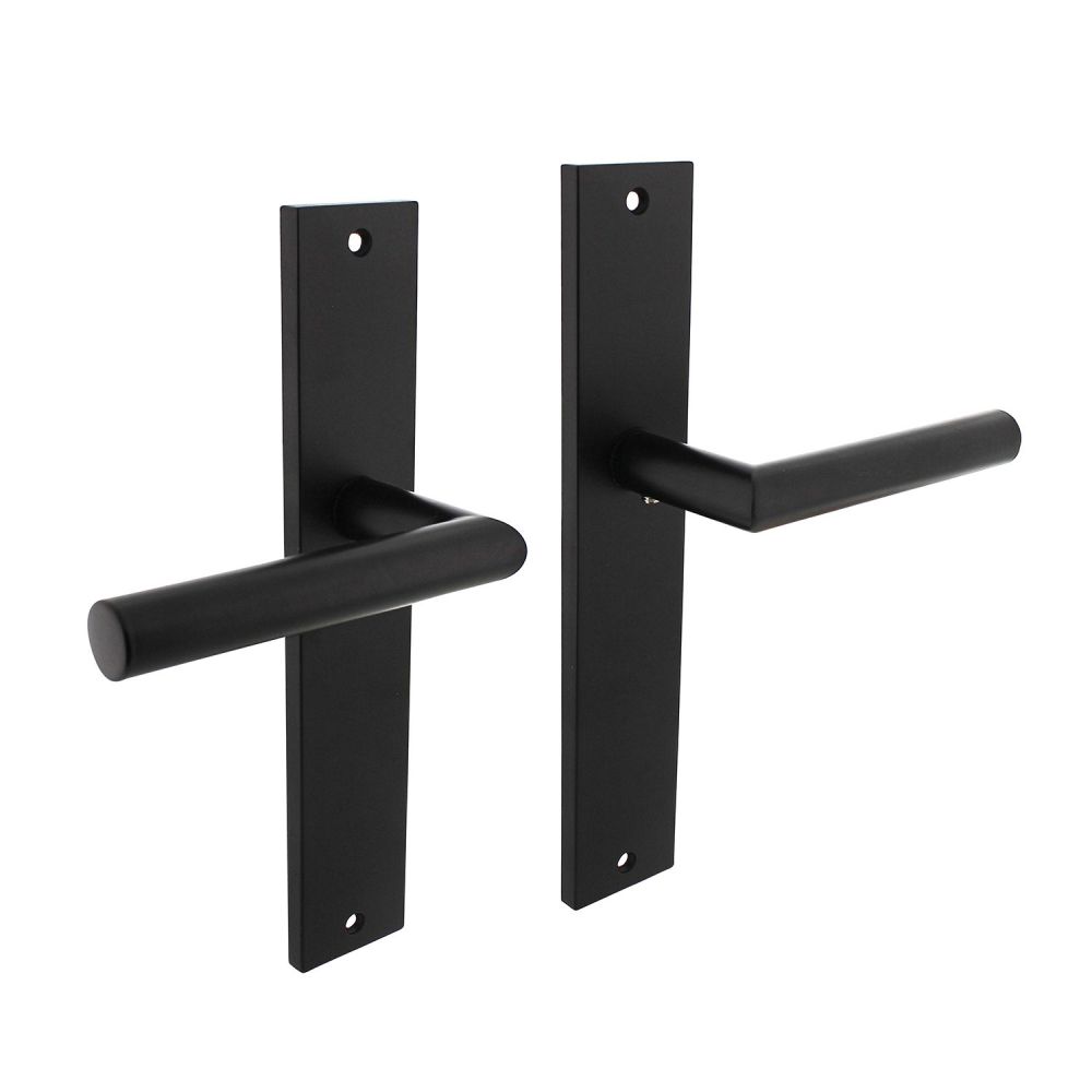 Deurkruk Bastian op schild blind - mat zwart