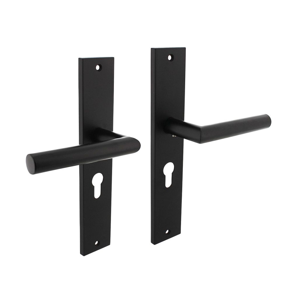 Deurkruk Bastian op schild profielcilinder 55mm - mat zwart