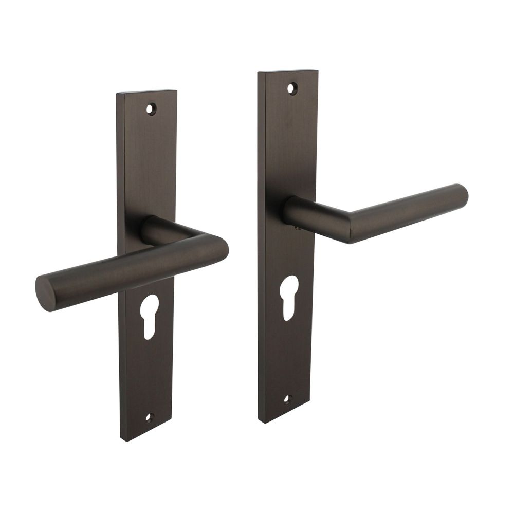 Deurkruk Bastian op schild profielcilinder 55mm - antraciet