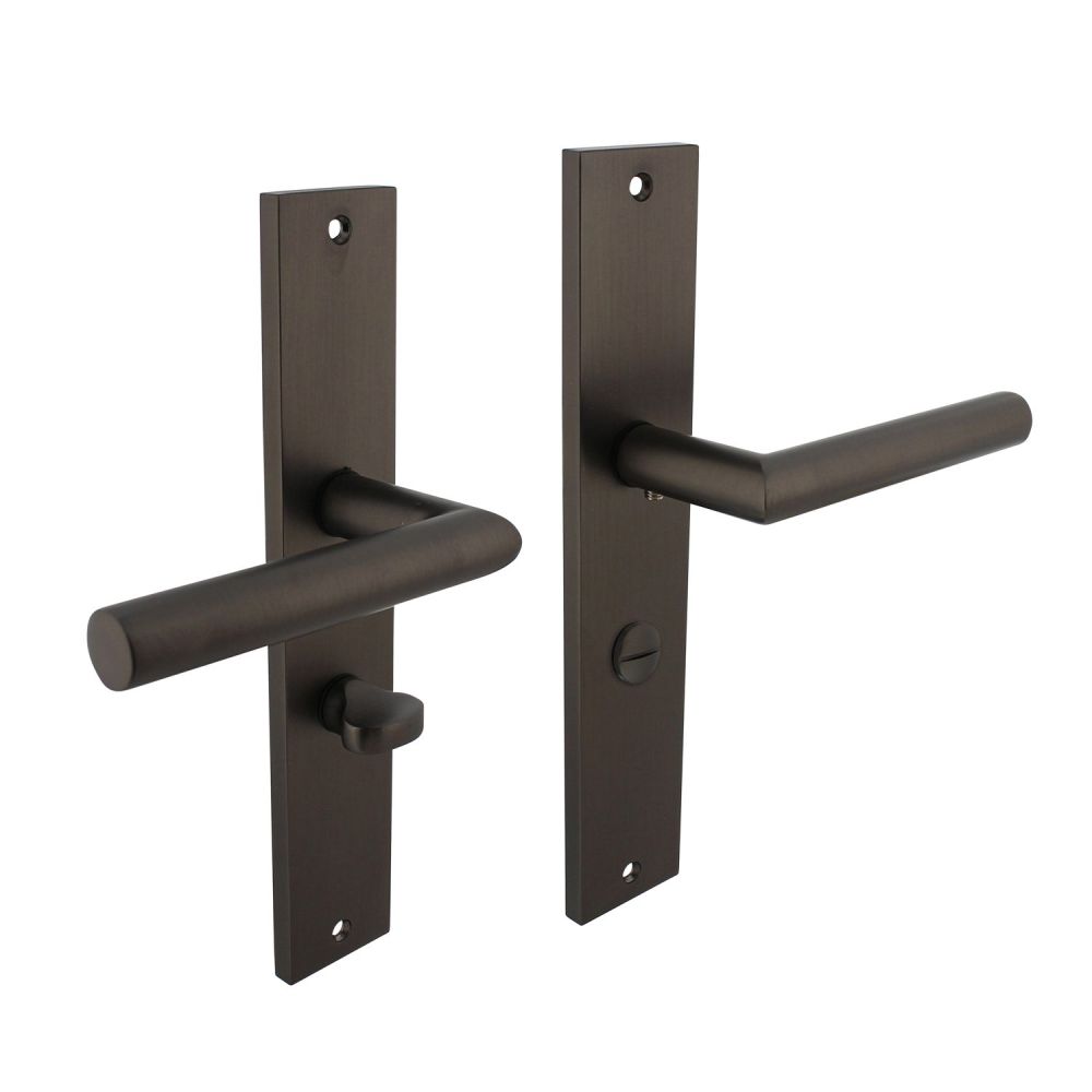 Deurkruk Bastian op schild met toilet-/badkamersluiting - antraciet