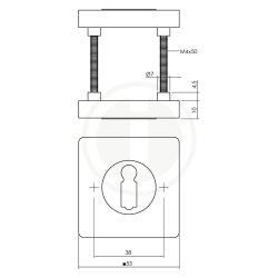 Rozetten met sleutelgat vierkant - messing PVD