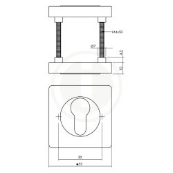 Rozetten met cilindergat vierkant - messing PVD