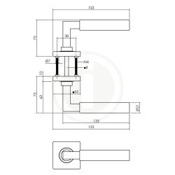 Intersteel Deurkruk Bau-Stil op vierkant rozet - PVD messing