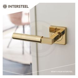 Intersteel Deurkruk Bau-Stil op vierkant rozet - PVD messing