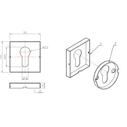 Cilinderrozetten vierkant - RVS/Zwart