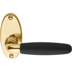 Deurkruk TIMELESS 1931MRO ongeveerd op rozet - messing ongelakt/ebbenhout