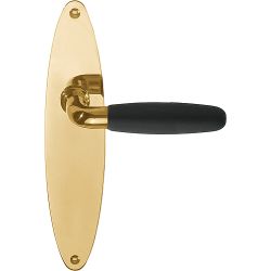 Deurkruk TIMELESS 1931MPOSFC op schild blind - messing ongelakt/ebbenhout