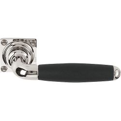 Deurkruk TIMELESS 1932GRV geveerd op rozet - glans nikkel/ebbenhout