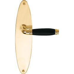 Deurkruk TIMELESS 1934MPOSFC op schild blind - messing ongelakt/ebbenhout