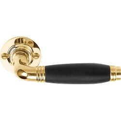 Deurkruk TIMELESS 1934GRR50 geveerd op rozet - messing ongelakt/ebbenhout