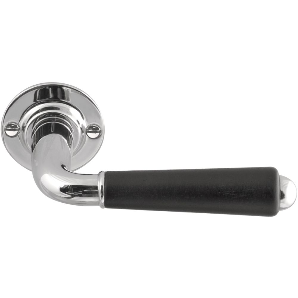 Deurkruk TIMELESS 1952GRR50 geveerd op rozet - glans nikkel/ebbenhout