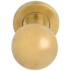 Voordeurknop BASICS LB501D draaibaar op rozet - PVD mat goud