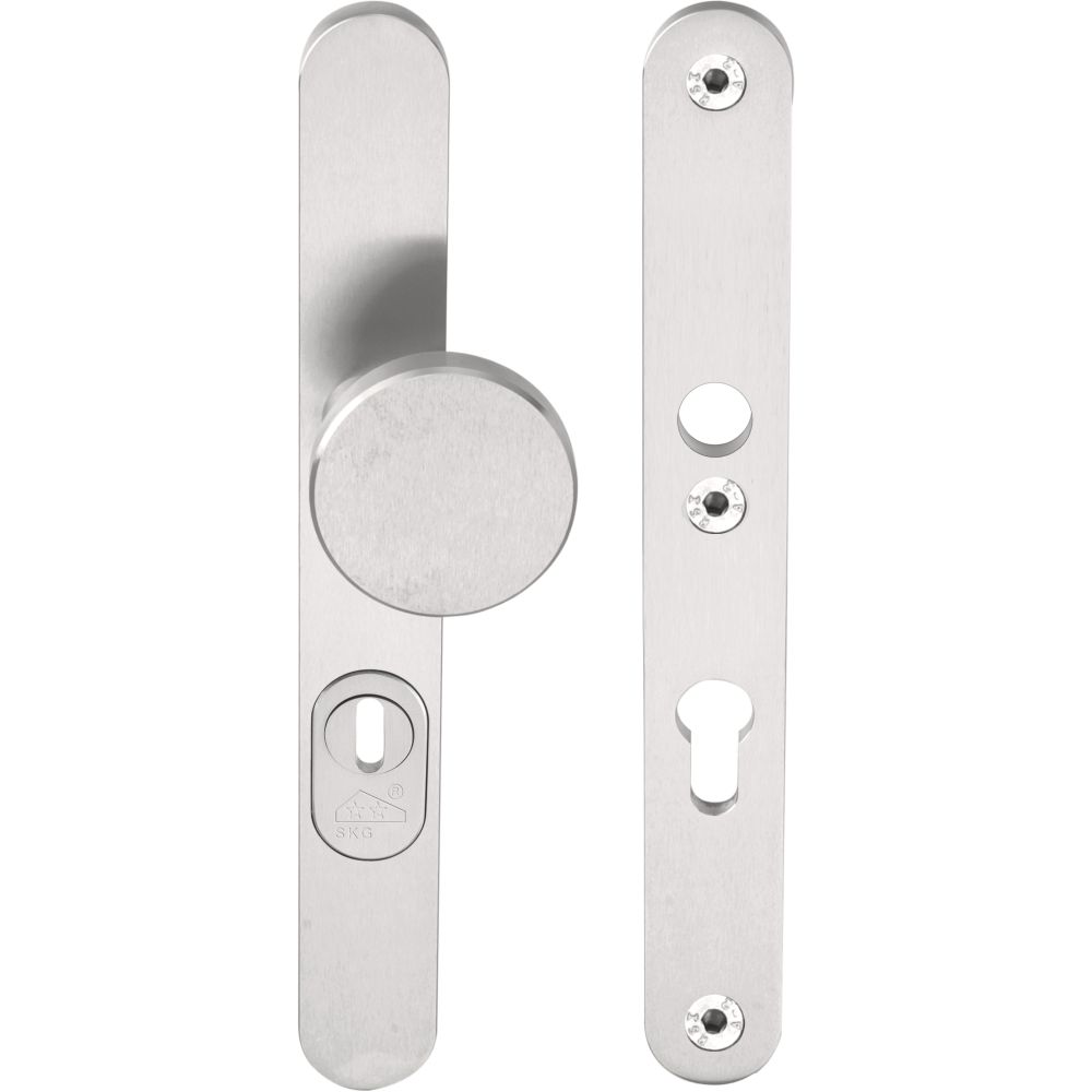 BASICS LB60-28KT massieve veiligheidsschilden met kerntrekbeveiliging knop/kruk SKG*** PC92 - PVD mat RVS