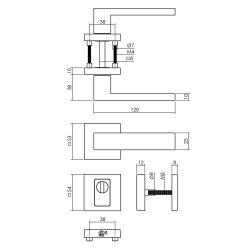 Intersteel set achterdeurbeslag Amsterdam vierkant SKG*** met kerntrekbeveiliging - RVS