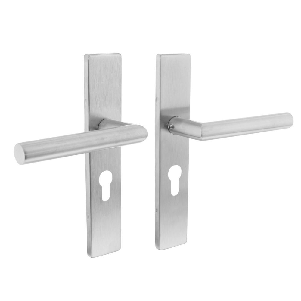 Intersteel Deurkruk Hoek 90° op rechthoekig schild profielcilindergat 55mm RVS