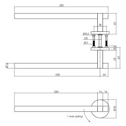 Intersteel Deurkruk Shiraat 250mm op rozet éénzijdig verdekt (rechts) - PVD zwart