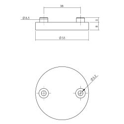 Intersteel afdekplaatje ø55x8 mm met schroefgaten - messing mat titaan PVD