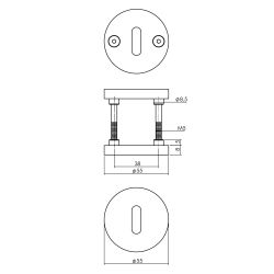 Intersteel sleutelrozetten Shiraat ø55x8 mm eenzijdig verdekt - messing mat titaan PVD