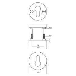 Intersteel cilinderrozetten Shiraat ø55x8 mm eenzijdig verdekt - RVS