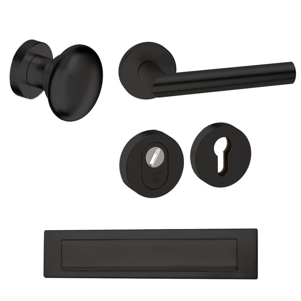 Voordeurset Attival rond zwart met anti-kerntrek SKG***