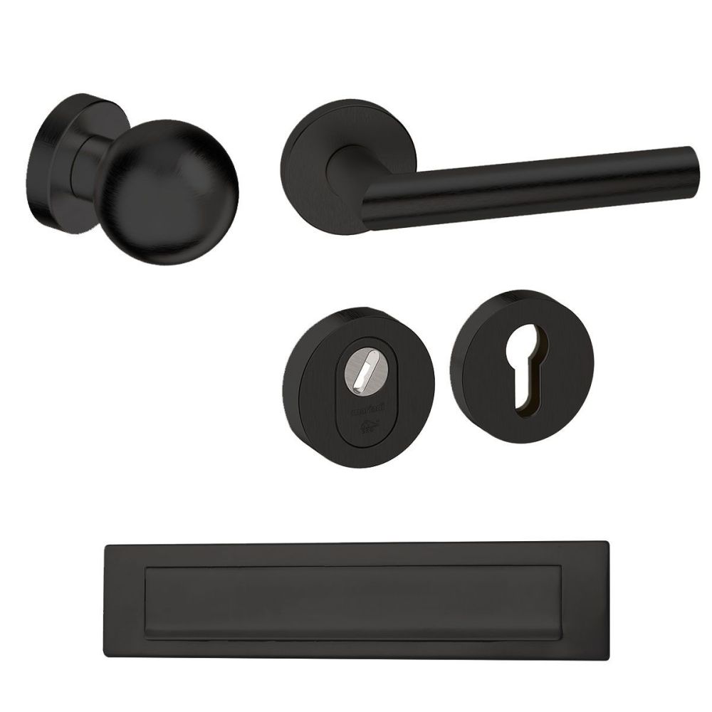 Voordeurset Sfera rond zwart met anti-kerntrek SKG***