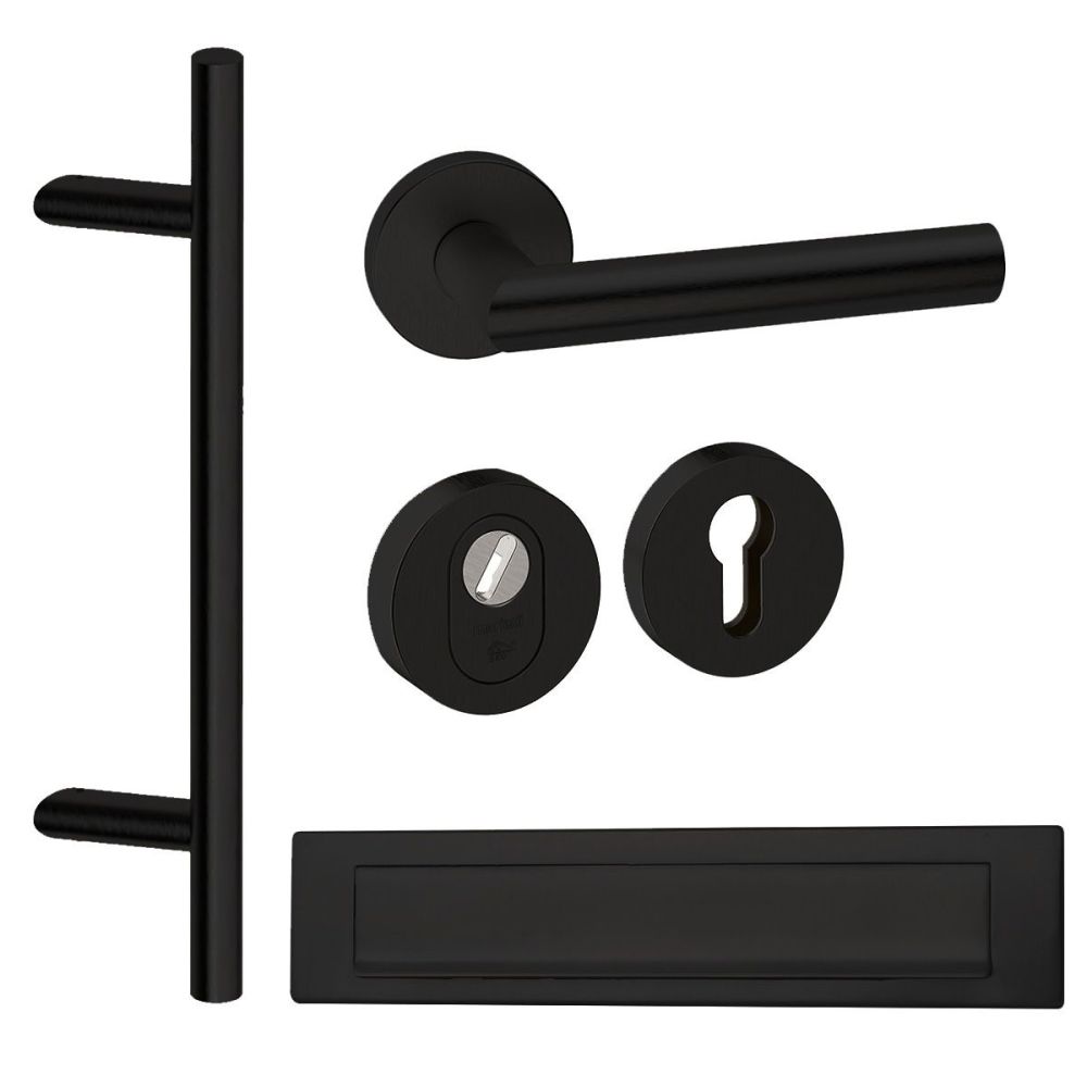 Voordeurset rond met greep zwart anti-kerntrek SKG***