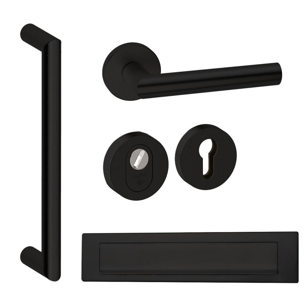 Voordeurset rond met greep Nairobi zwart anti-kerntrek SKG***