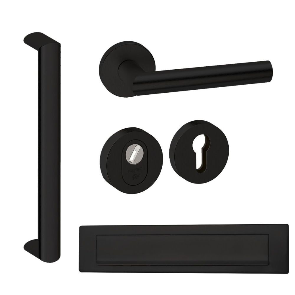 Voordeurset rond met greep Moskou zwart anti-kerntrek SKG***