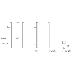 Voordeurset vierkant met greep 1160mm zwart anti-kerntrek SKG***