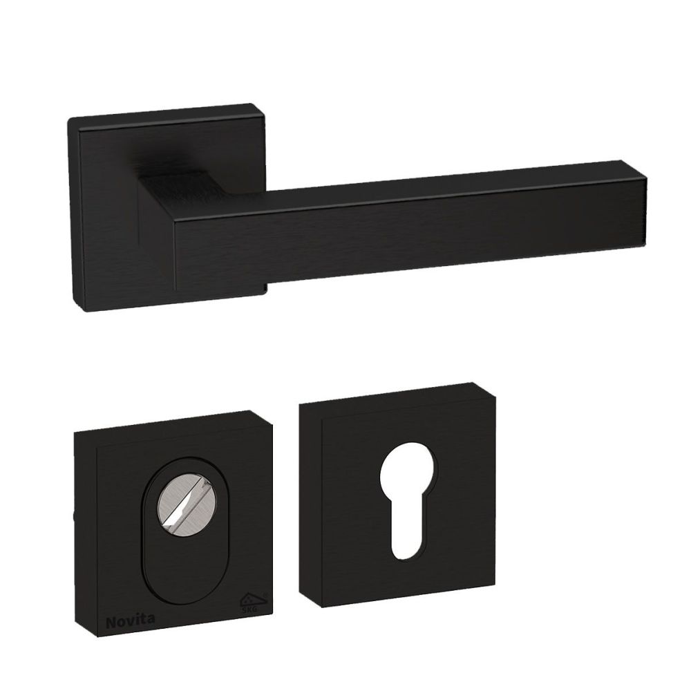 Achterdeurset Geneve vierkant zwart anti-kerntrek SKG***